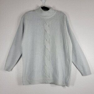 Hasting & Smith Women Petite Small Sweater Mock Neck Lambs Wool Angora Blue